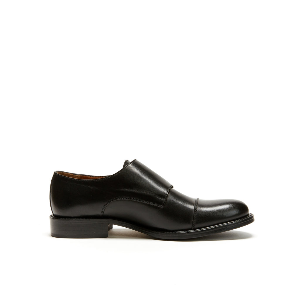 Monk Strap À Bout Droit Noir - Femme