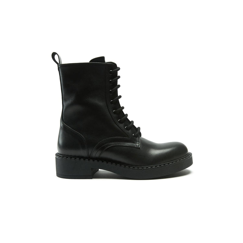 Lace-up Derby Ankle Boots - Black - Women