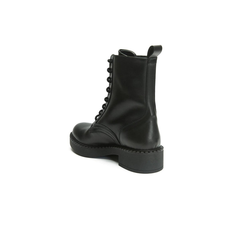 Lace-up Derby Ankle Boots - Black - Women
