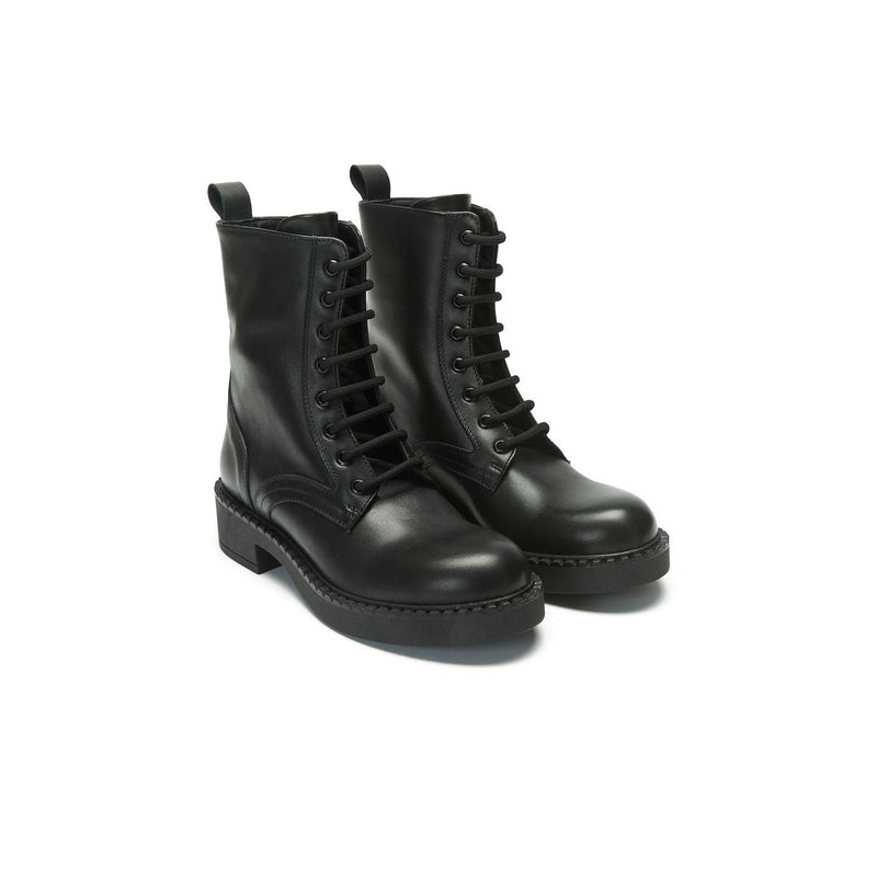 Lace-up Derby Ankle Boots - Black - Women