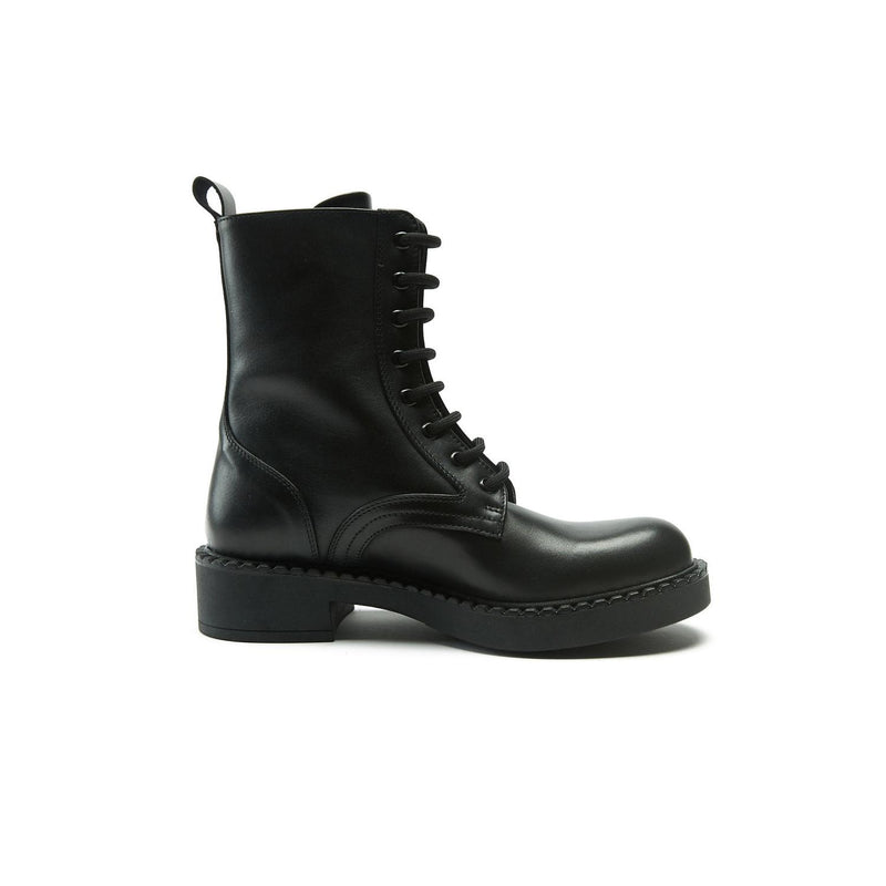 Lace-up Derby Ankle Boots - Black - Women