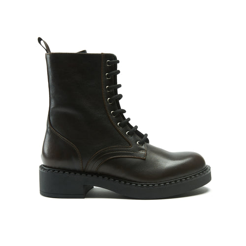 Botines Derby con cordones - Marrón oscuro - Mujer