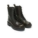 Lace-up Derby Ankle Boots - Dark Brown - Women