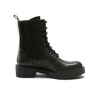 Lace-Up Derby Ankle Boots - Dark Brown - Women