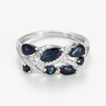 Bague "Floral Saphir" Or Blanc 375/1000