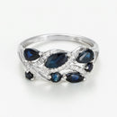 "Floral Sapphire" Ring in White Gold - White Gold