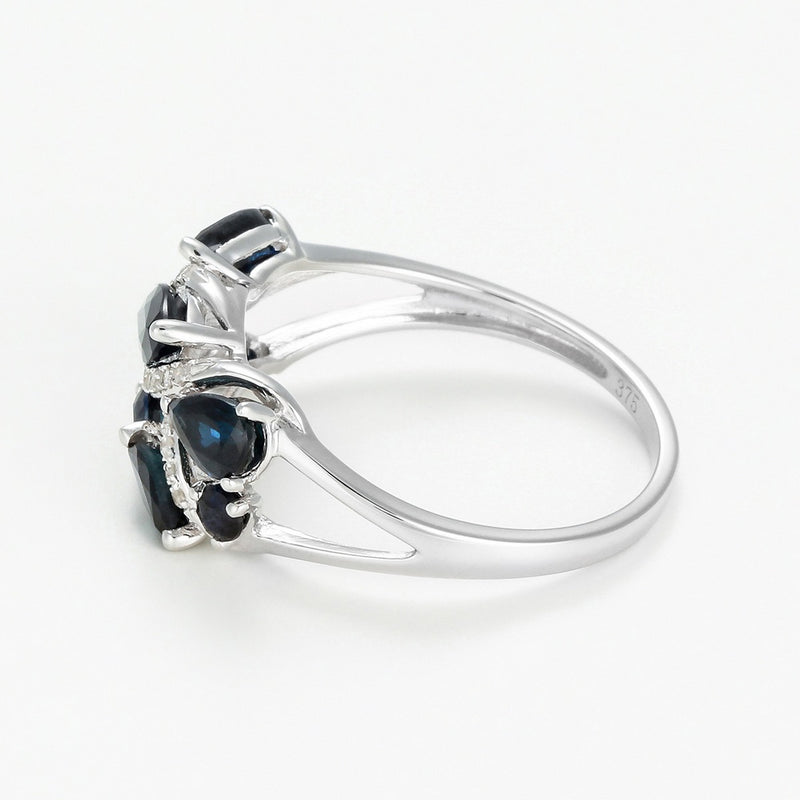 "Floral Sapphire" Ring in White Gold - White Gold