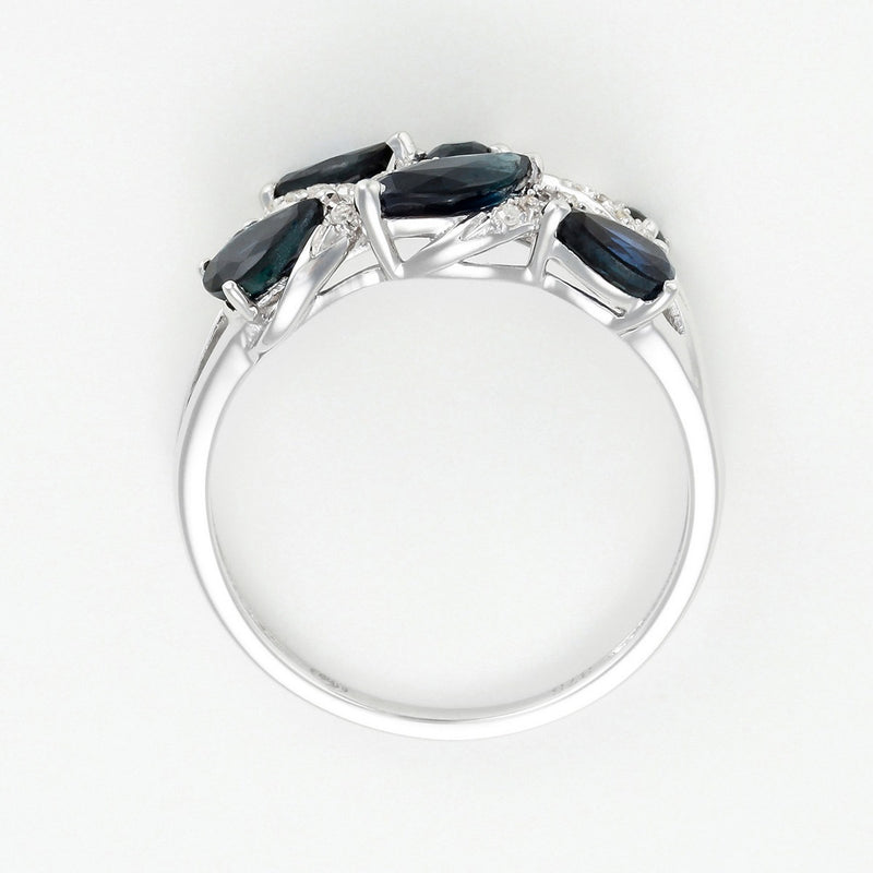"Floral Sapphire" Ring in White Gold - White Gold