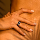 "Floral Sapphire" Ring in White Gold - White Gold