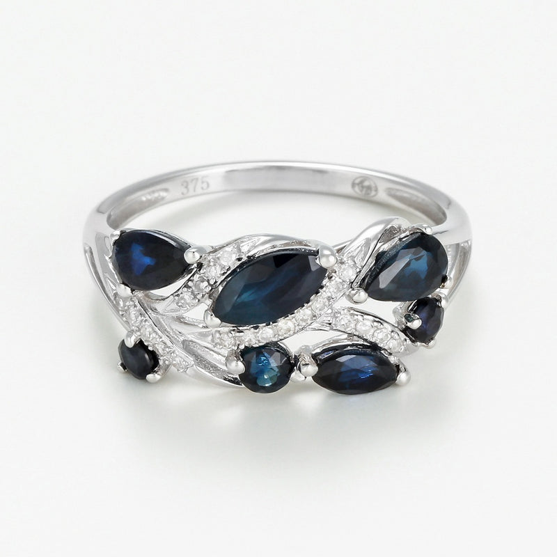 "Floral Sapphire" Ring in White Gold - White Gold