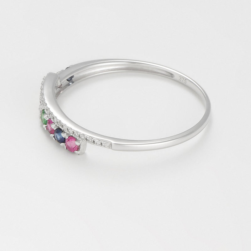 Bague "Passion Scintillante" D0,045/18 Mx0,28/9 - Or Blanc 375/1000