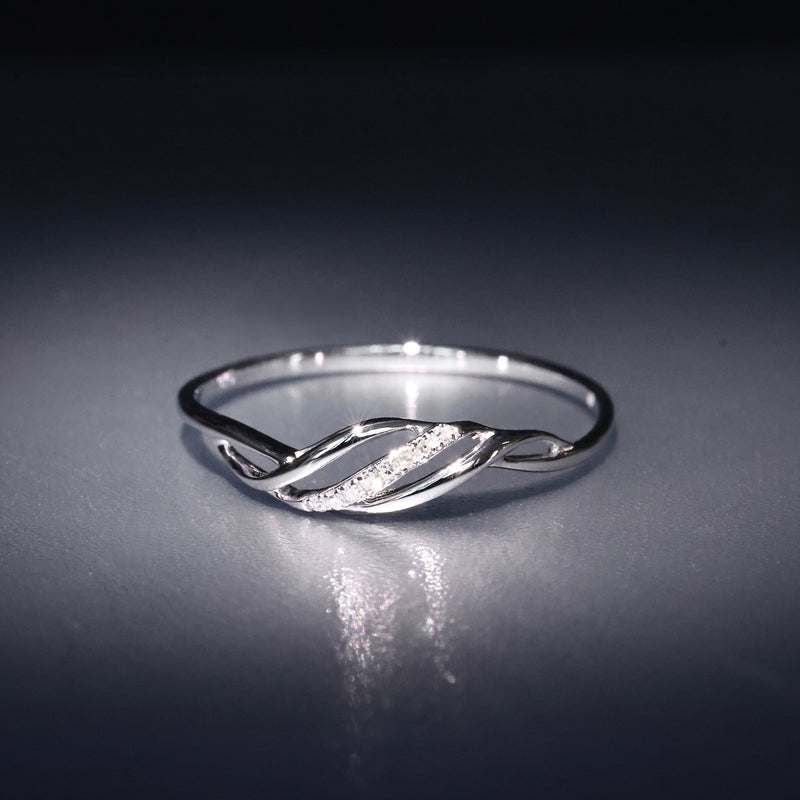 Bague "Life" Or D 0.01 Ct - Or Blanc 375/1000