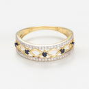 Anillo "Sapphire Crown" - Oro amarillo 375/1000