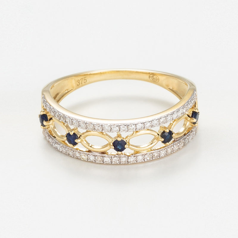 Anillo "Sapphire Crown" - Oro amarillo 375/1000