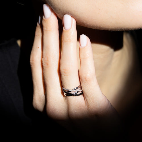 "Diamond Braid" Ring - 375/1000 White Gold