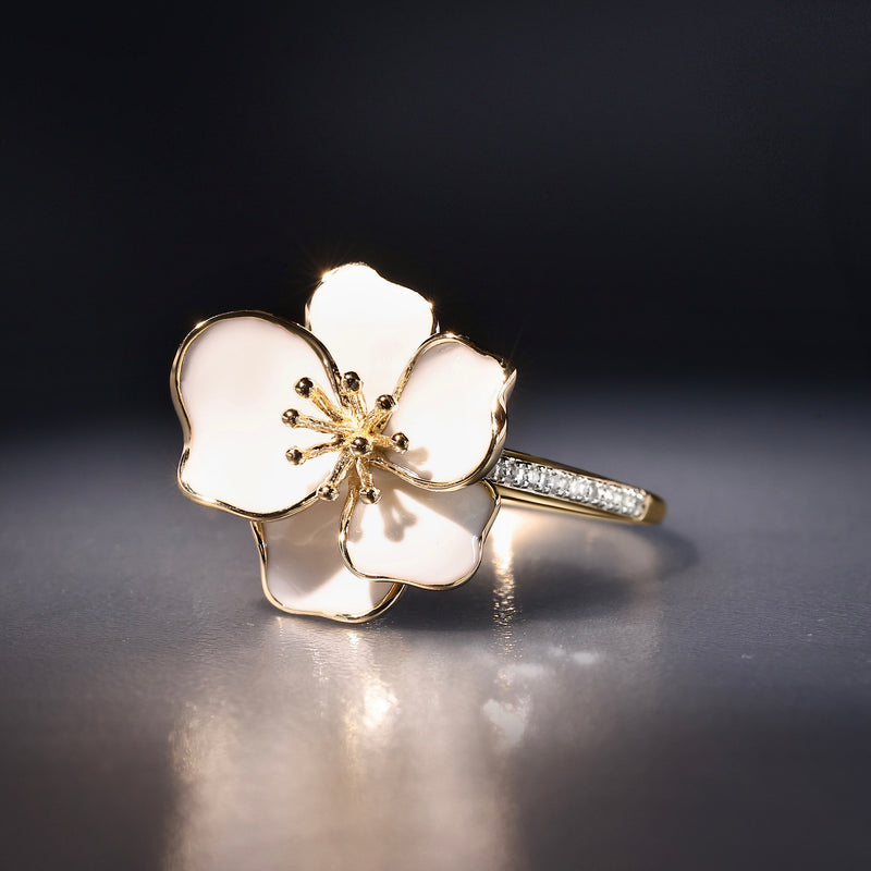 Bague "Orchidée" - Or Jaune 375/1000