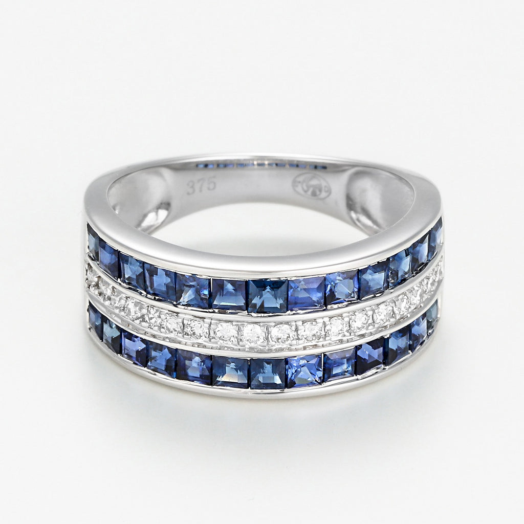 Bague "Princesses Saphir" D0,17/18 Saphir 1,7/26 - Or Blanc 375/1000