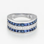 Bague "Princesses Saphir" D0,17/18 Saphir 1,7/26 - Or Blanc 375/1000