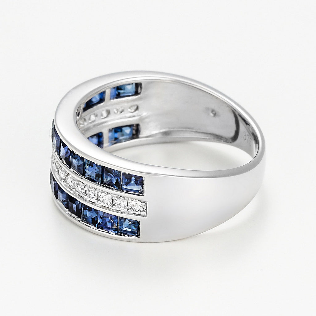 Bague "Princesses Saphir" D0,17/18 Saphir 1,7/26 - Or Blanc 375/1000