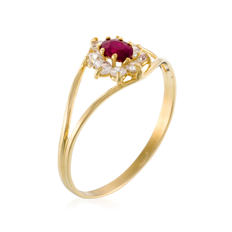 Bague "Red Queen" 0,23Ct/1 Or Jaune 375/1000