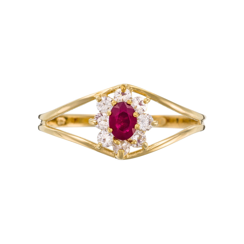 Bague "Red Queen" 0,23Ct/1 Or Jaune 375/1000
