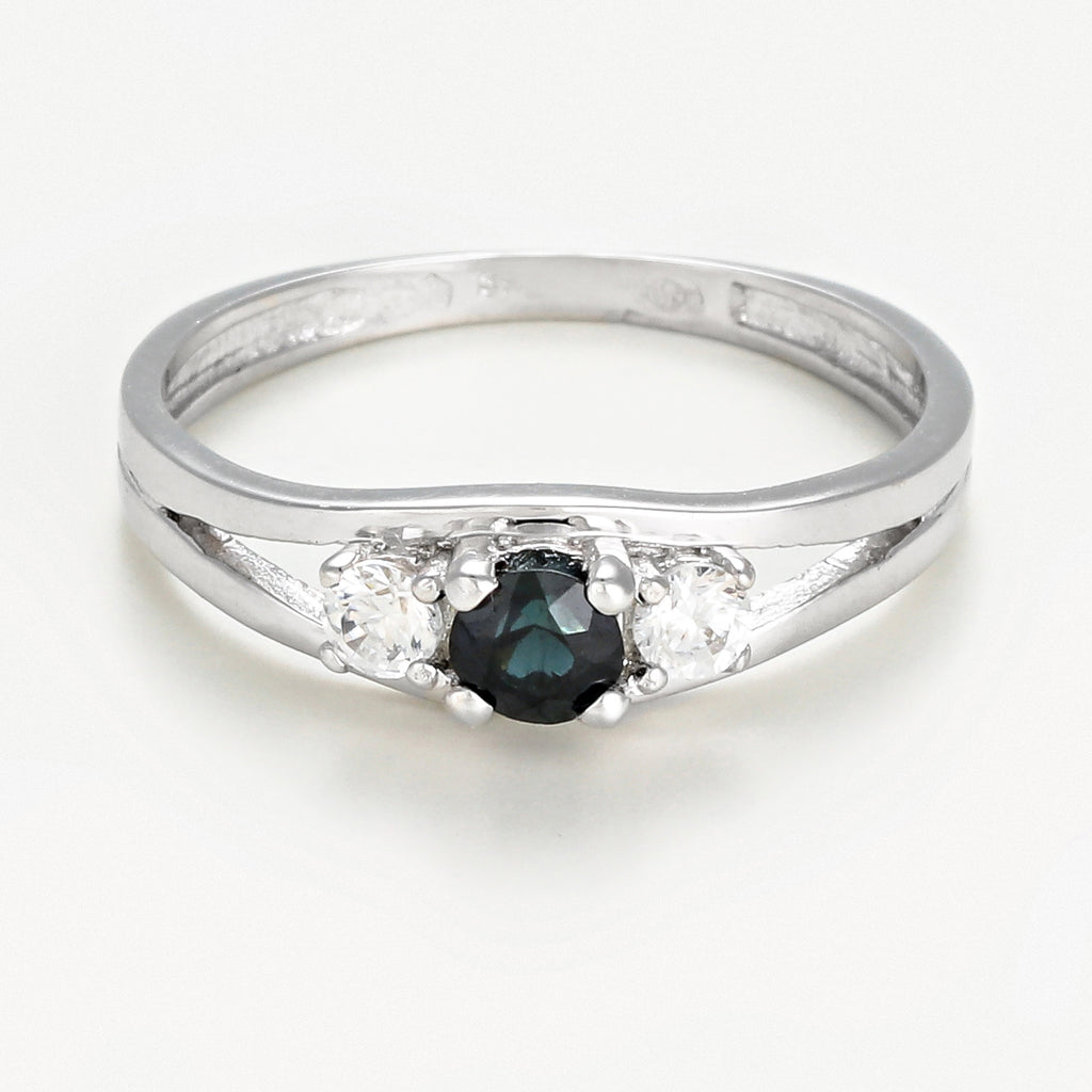Bague " Marine" 3,7Ct/1 Or Saphir Et Blanc 375/1000