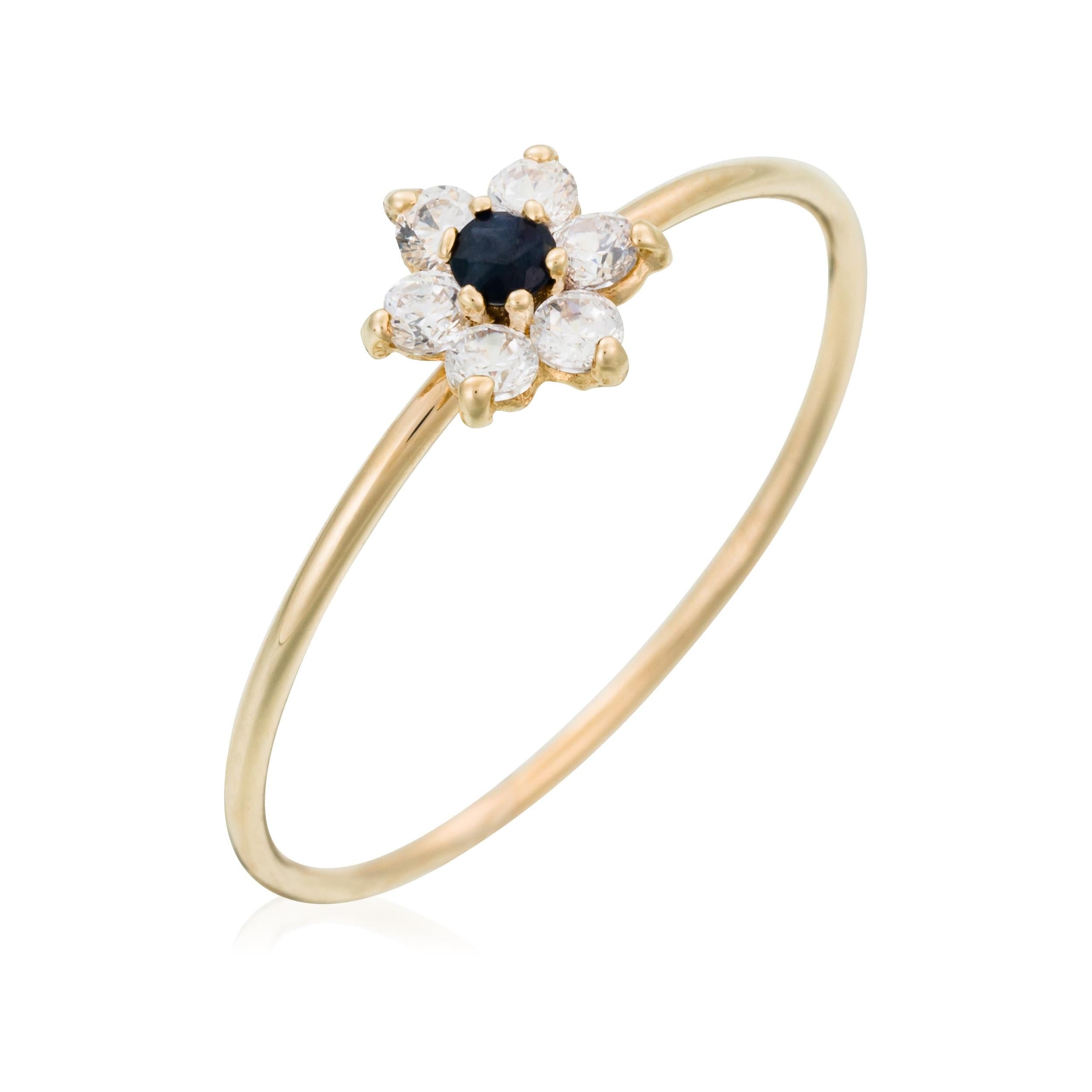 Bague "Blue Flower" Saphir , Or Jaune 375/1000