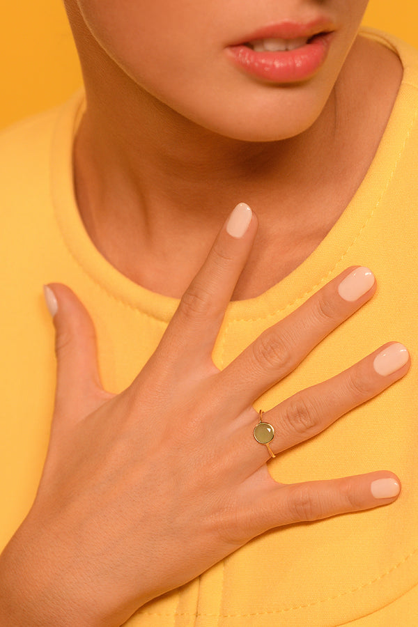 "Aliyan" Ring - Green Jade, 375/1000 Yellow Gold
