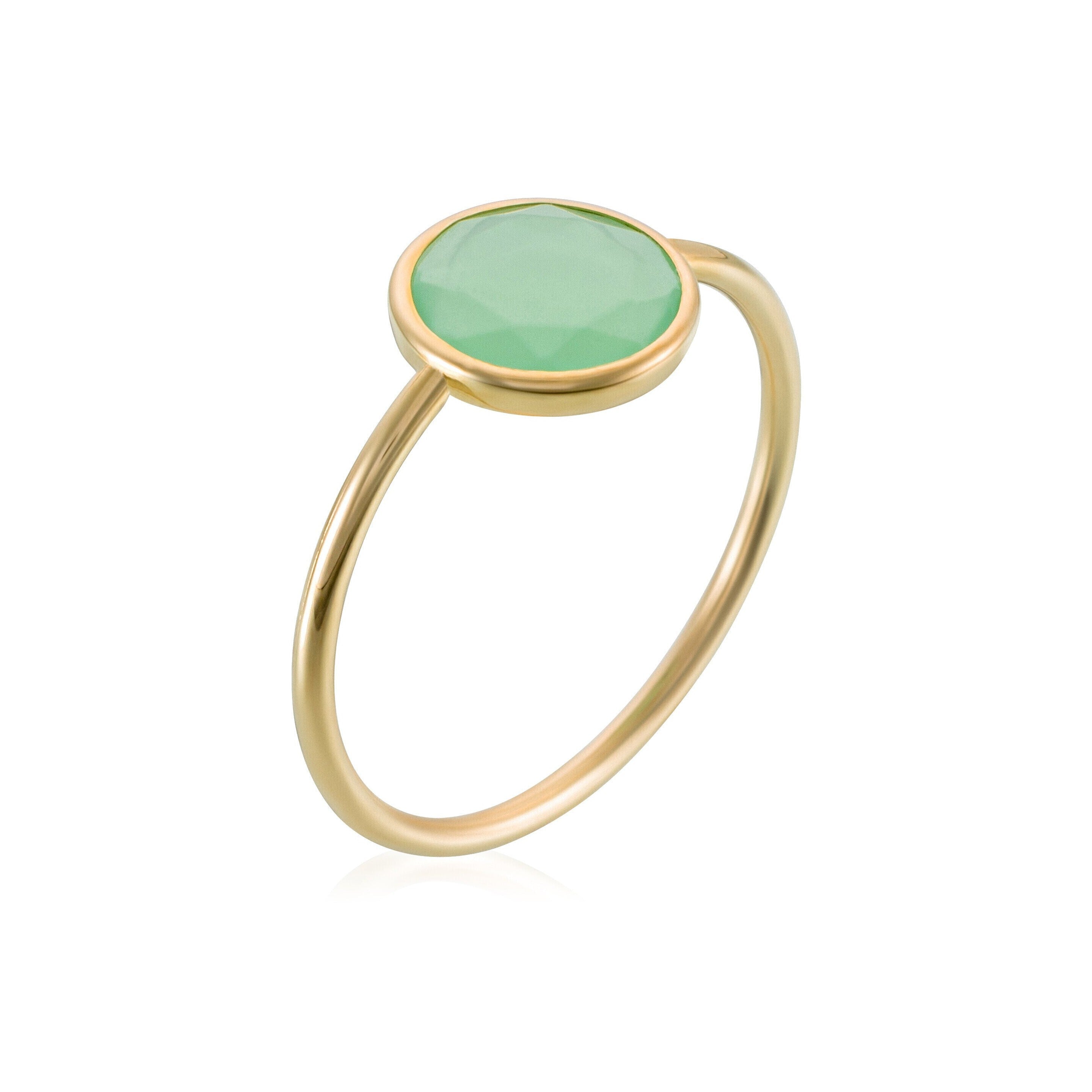 "Aliyan" Ring - Green Jade, 375/1000 Yellow Gold