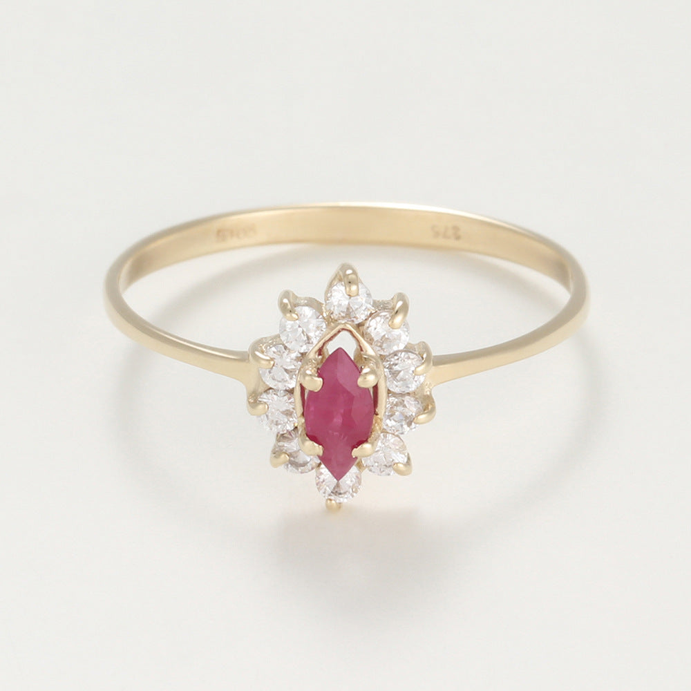 Bague "Vera" Rubis Or Jaune 375/1000 Et Zirconium