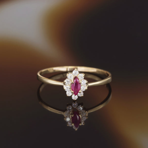 Bague "Vera" Rubis Or Jaune 375/1000 Et Zirconium