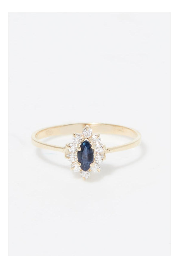 Ring "Vera" safir i gult guld 375/1000 och zirkonia