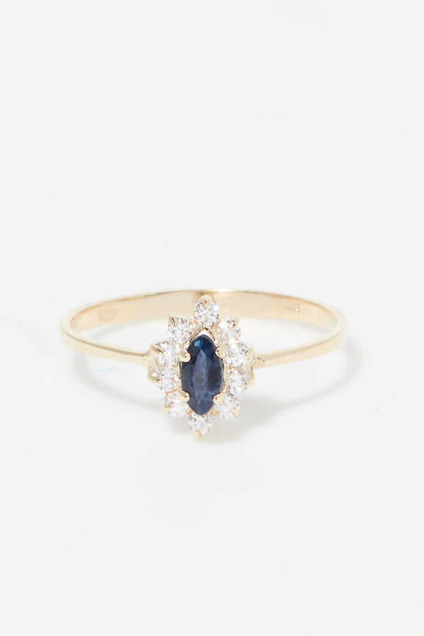 “Vera” Sapphire Ring 375/1000 Yellow Gold And Zirconium