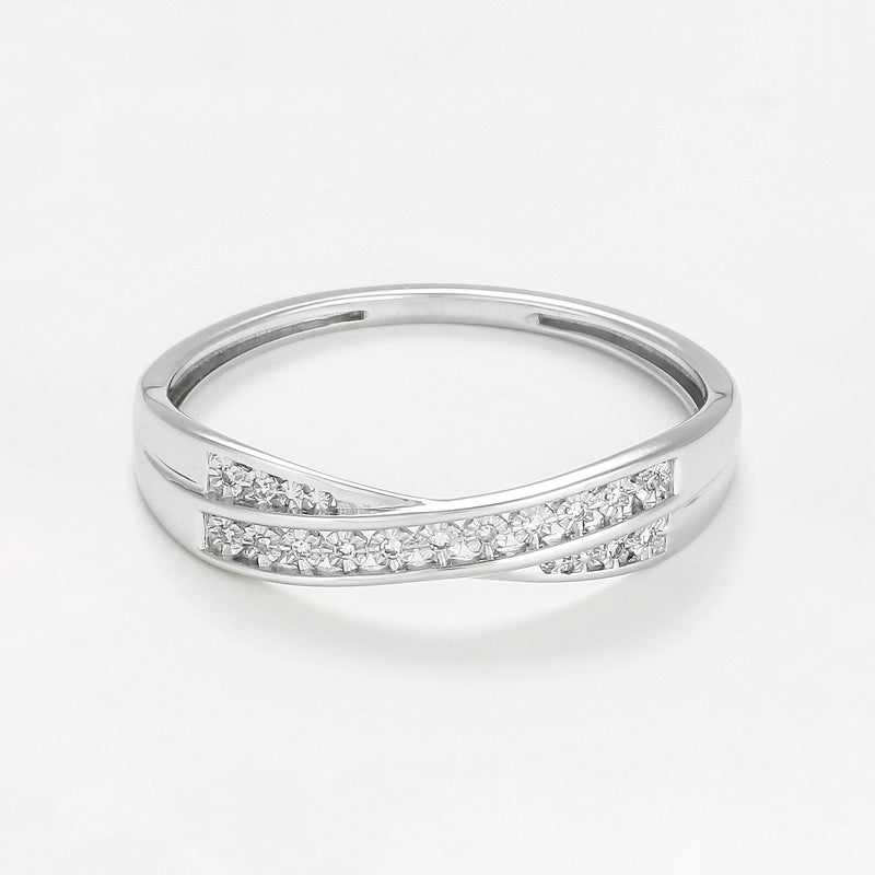 Bague "Croce" D0,025/15 - Or Blanc