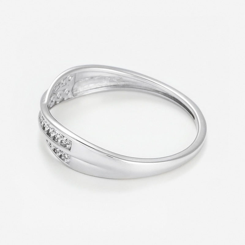 Bague "Croce" D0,025/15 - Or Blanc 375/1000