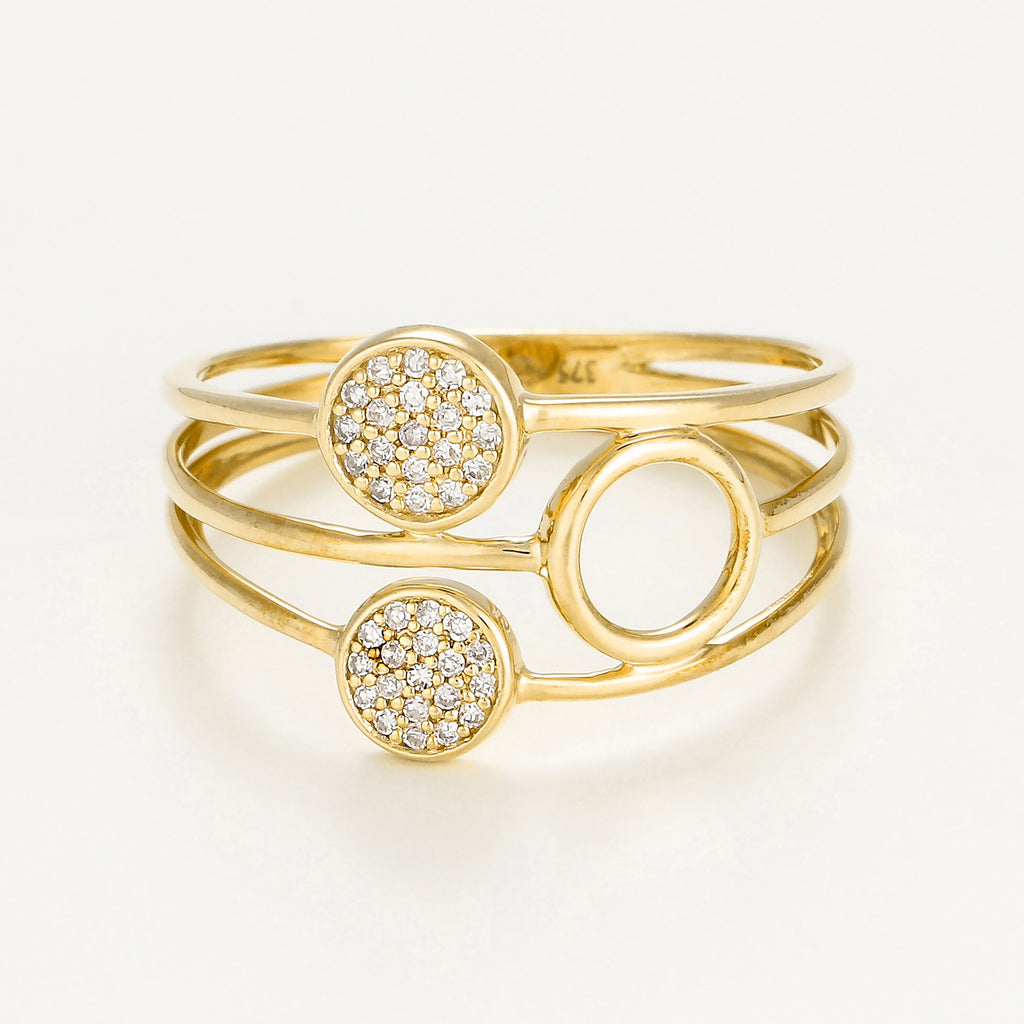 “Trio De Bulles” Ring D0.09/38 Yellow Gold