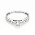 Bague "Solitaire Radieux" D0,020/28 - Or Blanc
