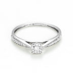Bague "Solitaire Radieux" D0,020/28 - Or Blanc