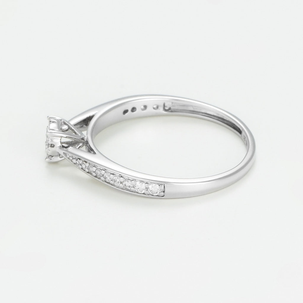 Bague "Solitaire Radieux" D0,020/28 - Or Blanc