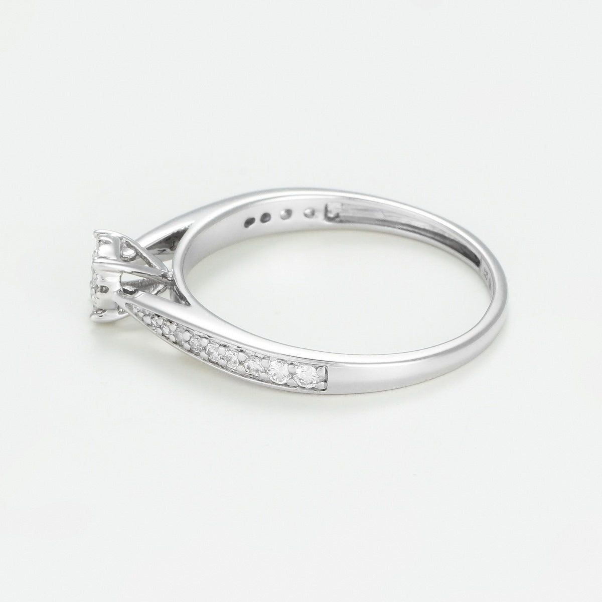 Bague "Solitaire Radieux" D0,020/28 - Or Blanc