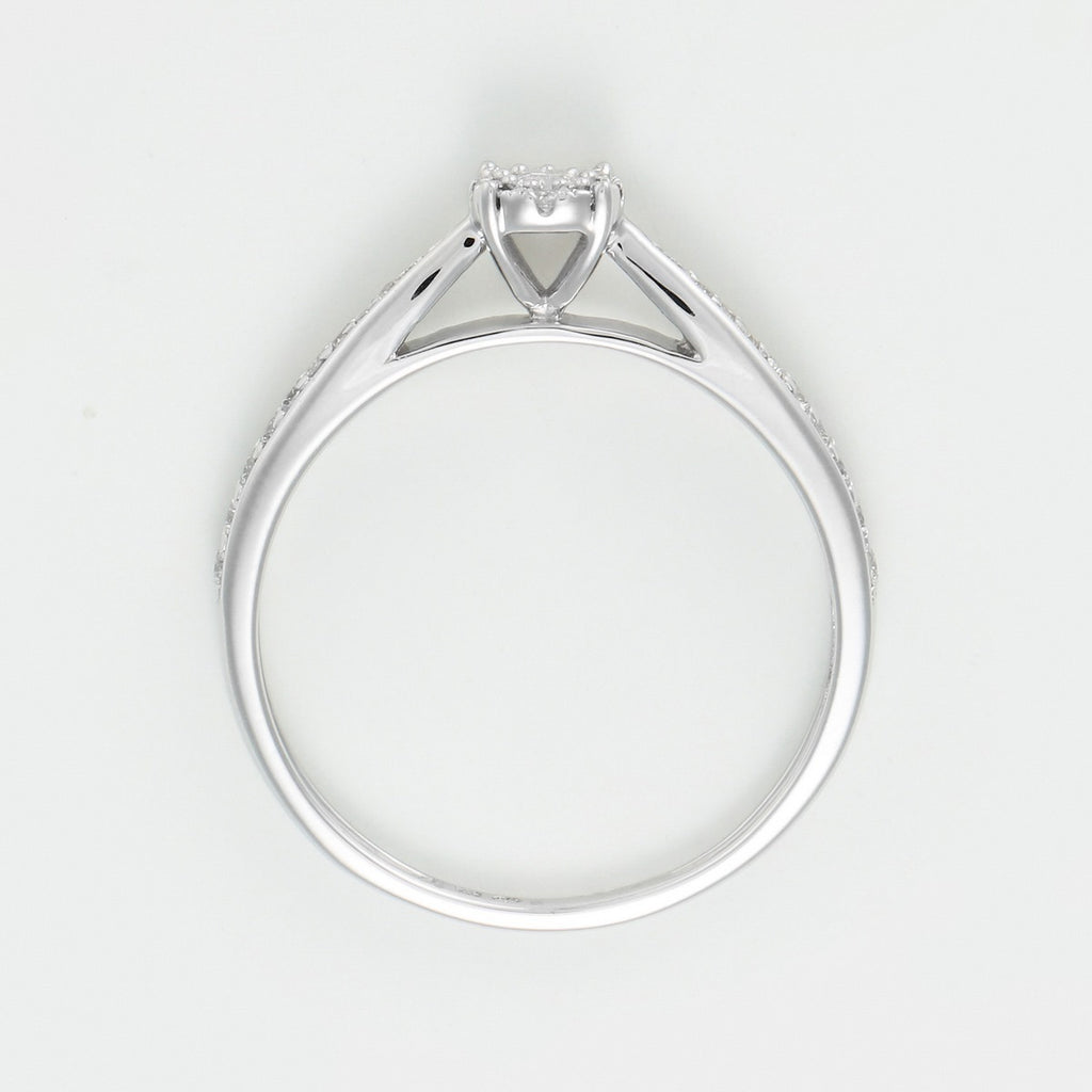 Bague "Solitaire Radieux" D0,020/28 - Or Blanc