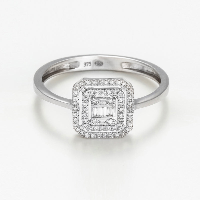 Bague "Miroir" - Or Blanc 375/1000