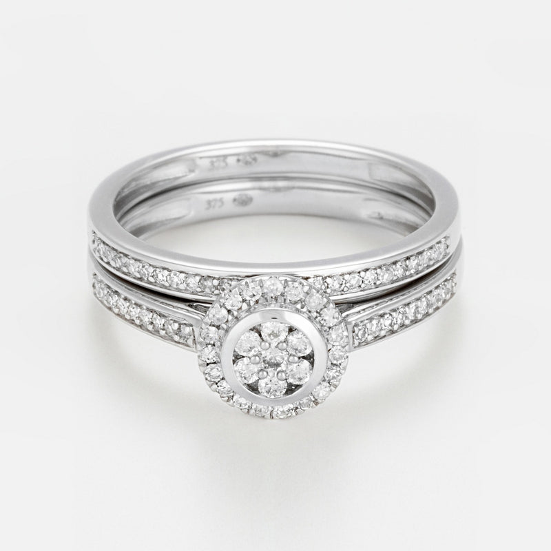 Bague Duo"Amour Eternel" D 0,32/75 - Or Blanc 375/1000