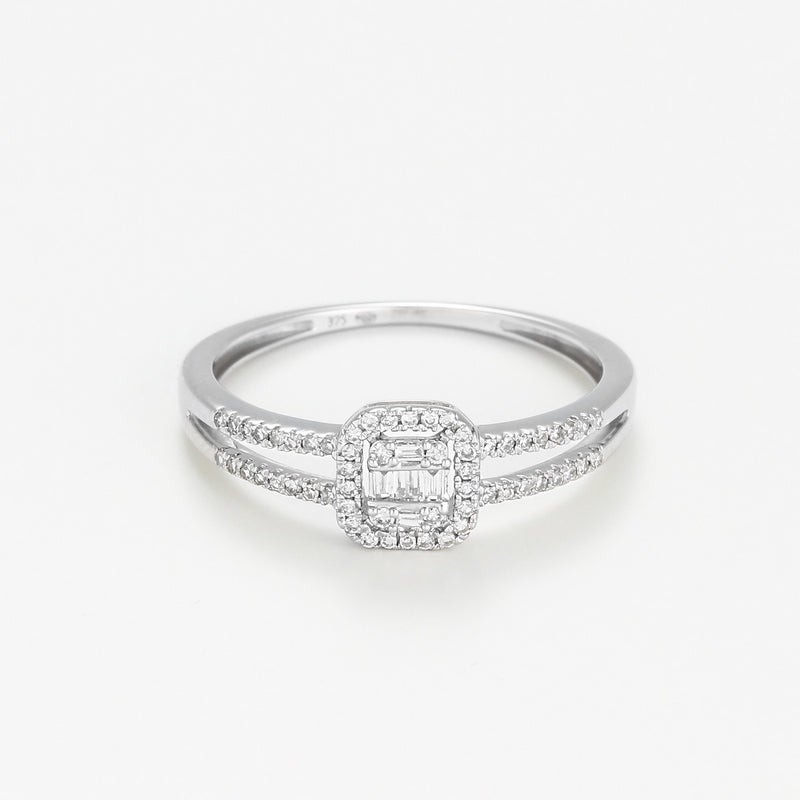 Bague "Brillants Baguettes" - Or Blanc