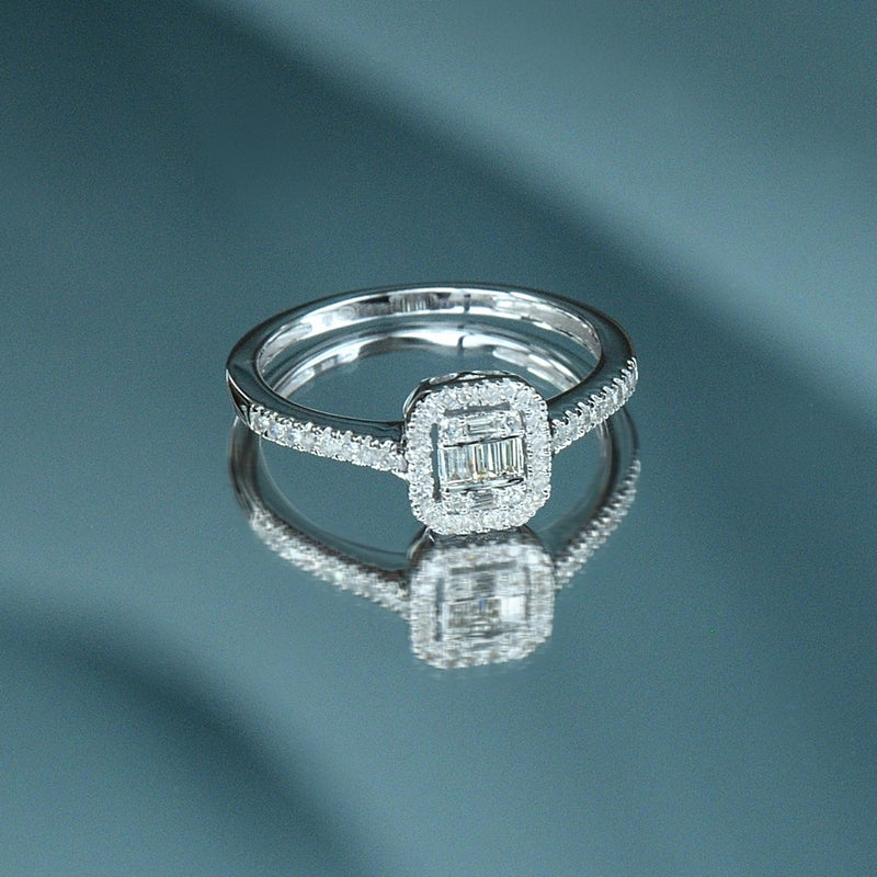 Bague "Solitaire Lumineux" - Or Blanc 375/1000