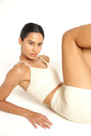 Cream Racerback Sports Bra