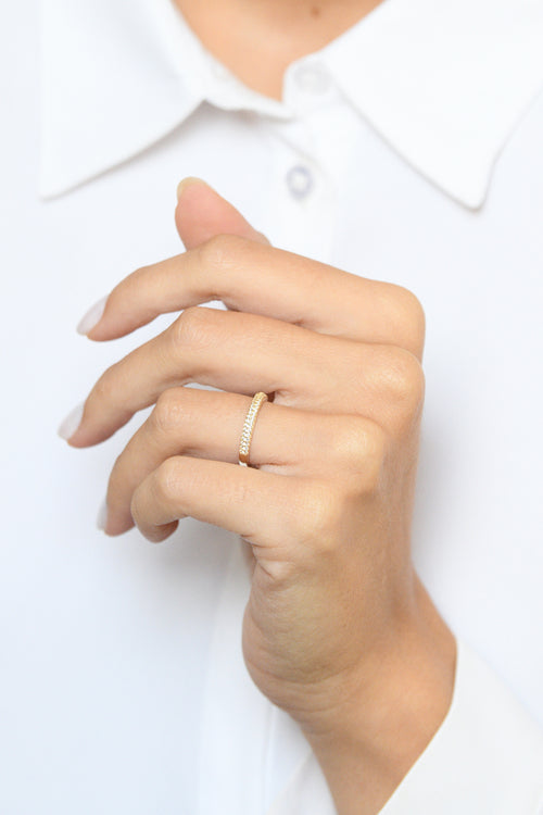 "Innocent Love" Ring - 375/1000 Yellow Gold and Zirconium
