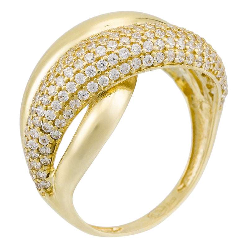 Bague "Yin Et Yang" Or Jaune 375/1000 Et Zirconium