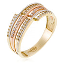Bague "Rome" Or Tricolore 375/1000 Et Zirconium