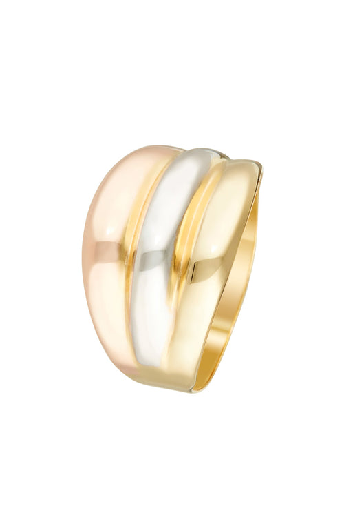 Anillo “Trianon” Oro amarillo, oro rosa y oro blanco 375/1000 - Oro tricolor 375/1000